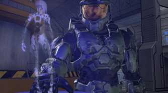 A screenshot of Master Chief and Cortana in Halo 2