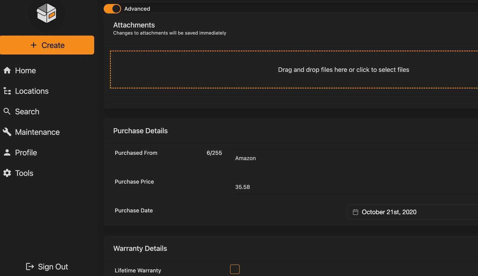Homebox add an item