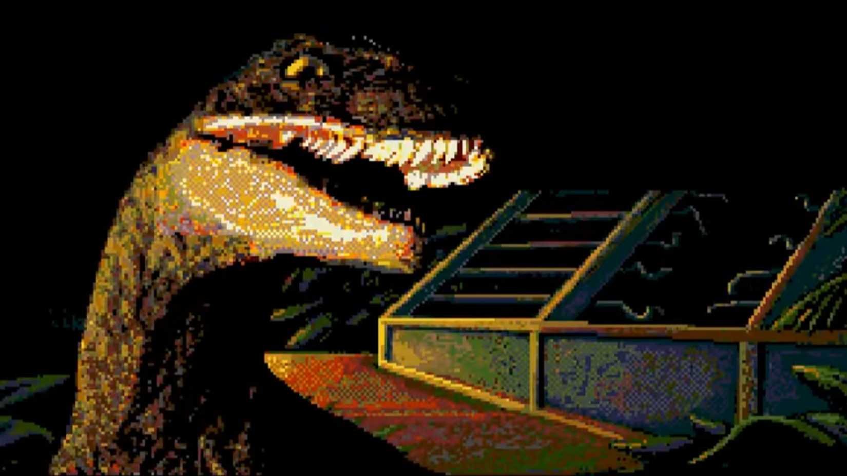 A screenshot of the intro for the Raptor from Jurassic Park