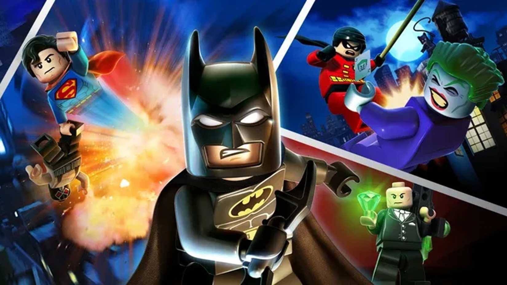 The cover art screenshot of LEGO Batman and other heroes in LEGO Batman 2: DC Superheroes