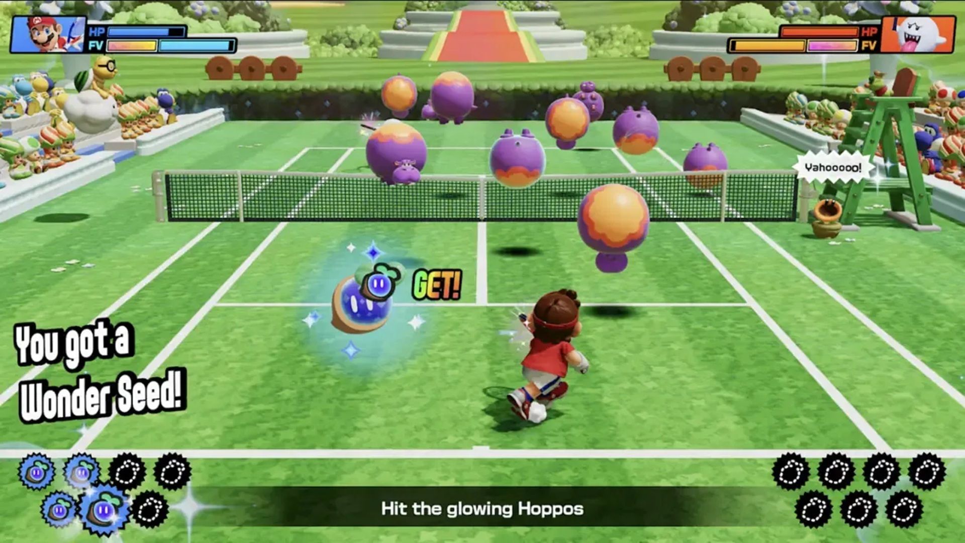 A screenshot of gameplay from Mario Tennis Fever