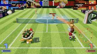 A screenshot of gameplay from Mario Tennis Fever