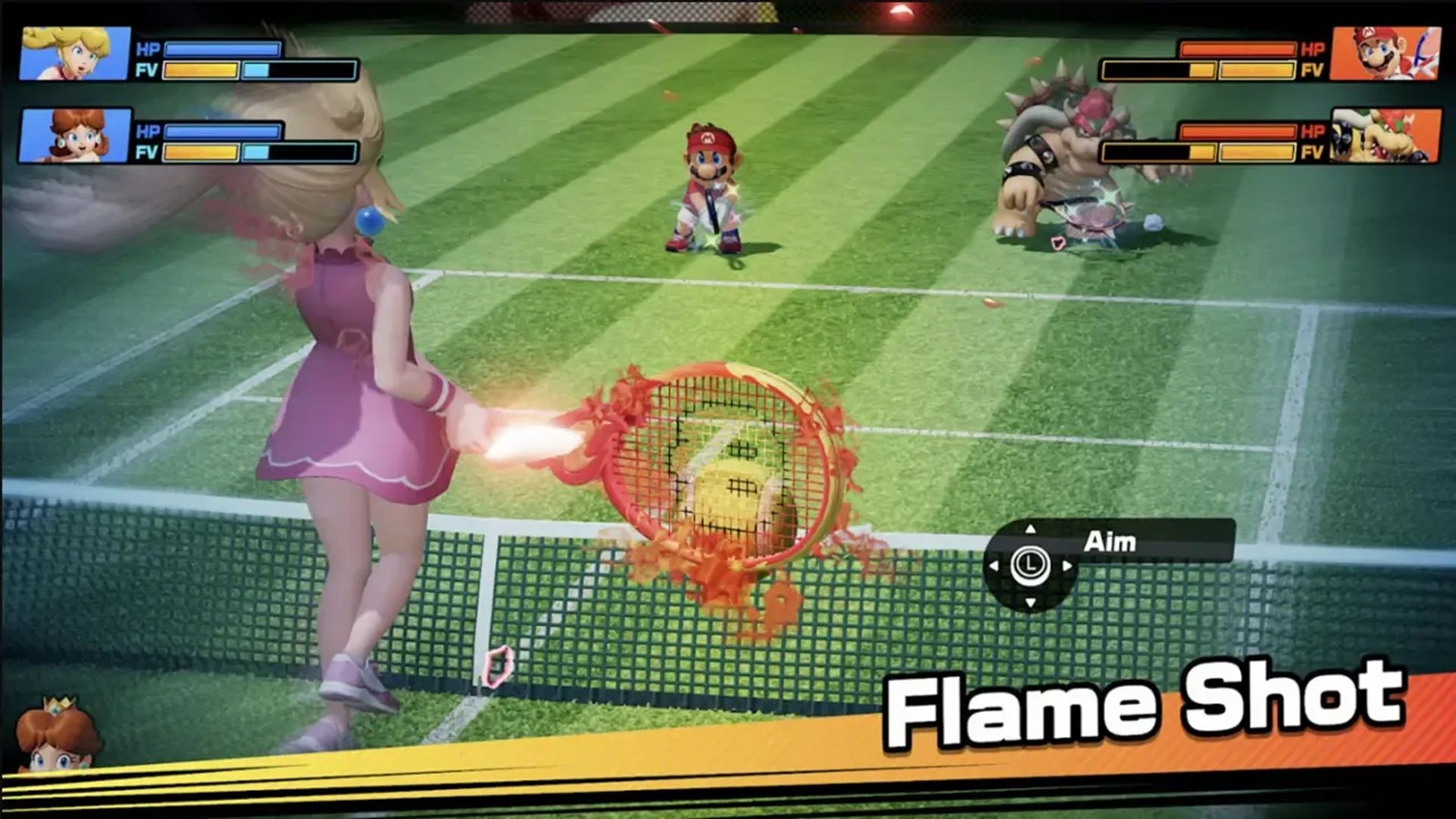 A screenshot of a new technique in Mario Tennis Fever