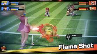 A screenshot of a new technique in Mario Tennis Fever