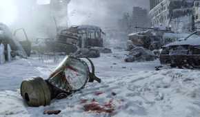 A bloodied and broken gas mask in Metro: Exodus.