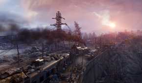 A running train, bellowing smoke in Metro: Exodus.