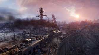 A running train, bellowing smoke in Metro: Exodus.