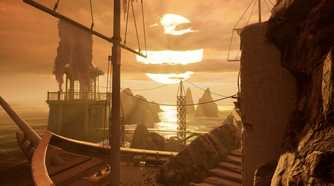 Cliffs in the 2021 remake of Myst.