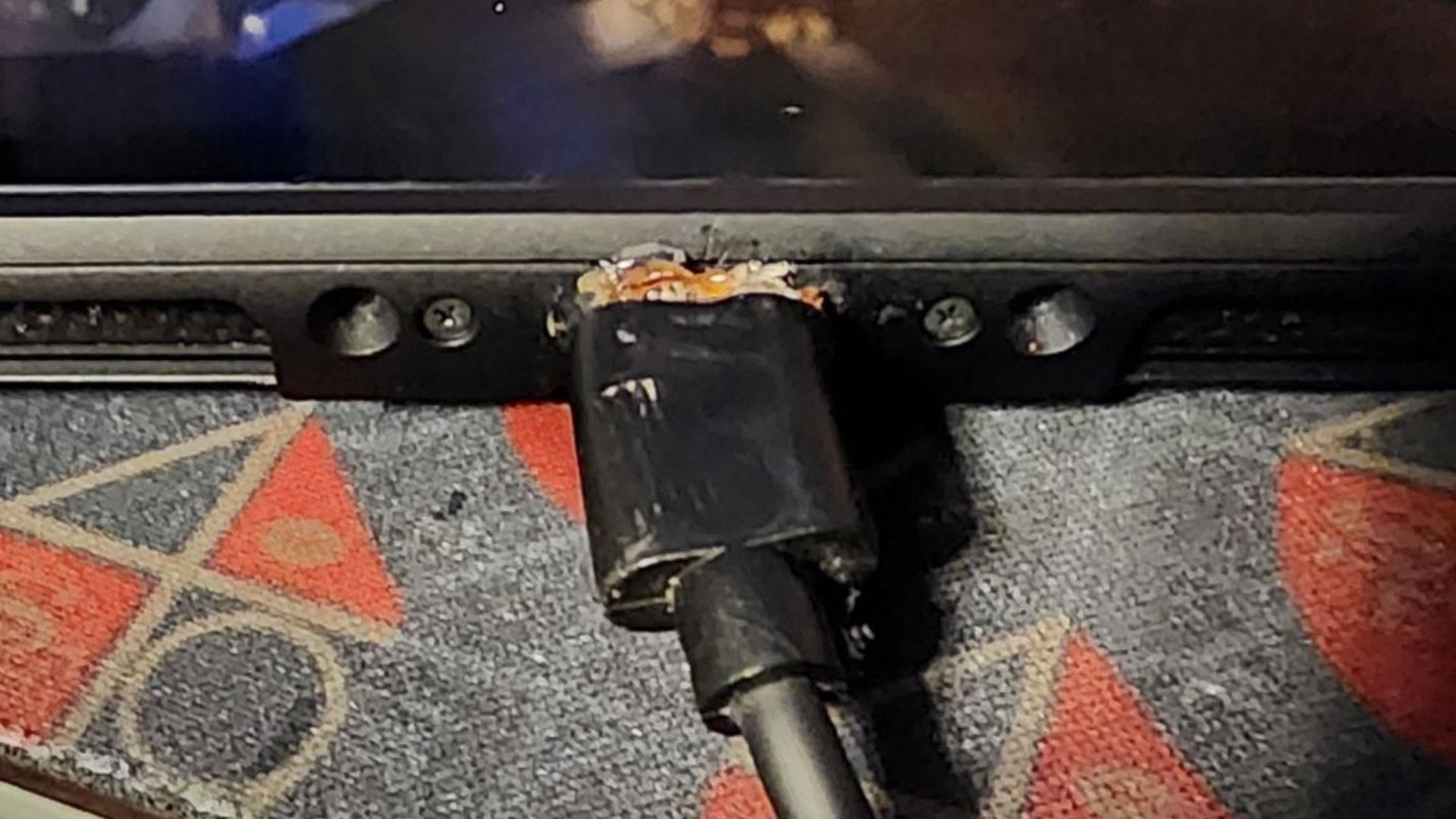 A shot of a melted third-party charger on the Nintendo Switch 2