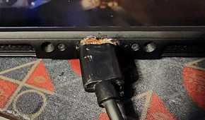 A shot of a melted third-party charger on the Nintendo Switch 2