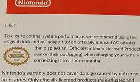 A shot of a statement from Nintendo about third-party accessories on the Nintendo Switch 2