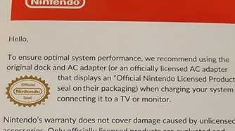 A shot of a statement from Nintendo about third-party accessories on the Nintendo Switch 2