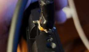 A shot of a melted third-party charger on the Nintendo Switch 2