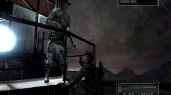 Sam Fisher sneaking up on a guard in Splinter Cell: Chaos Theory.