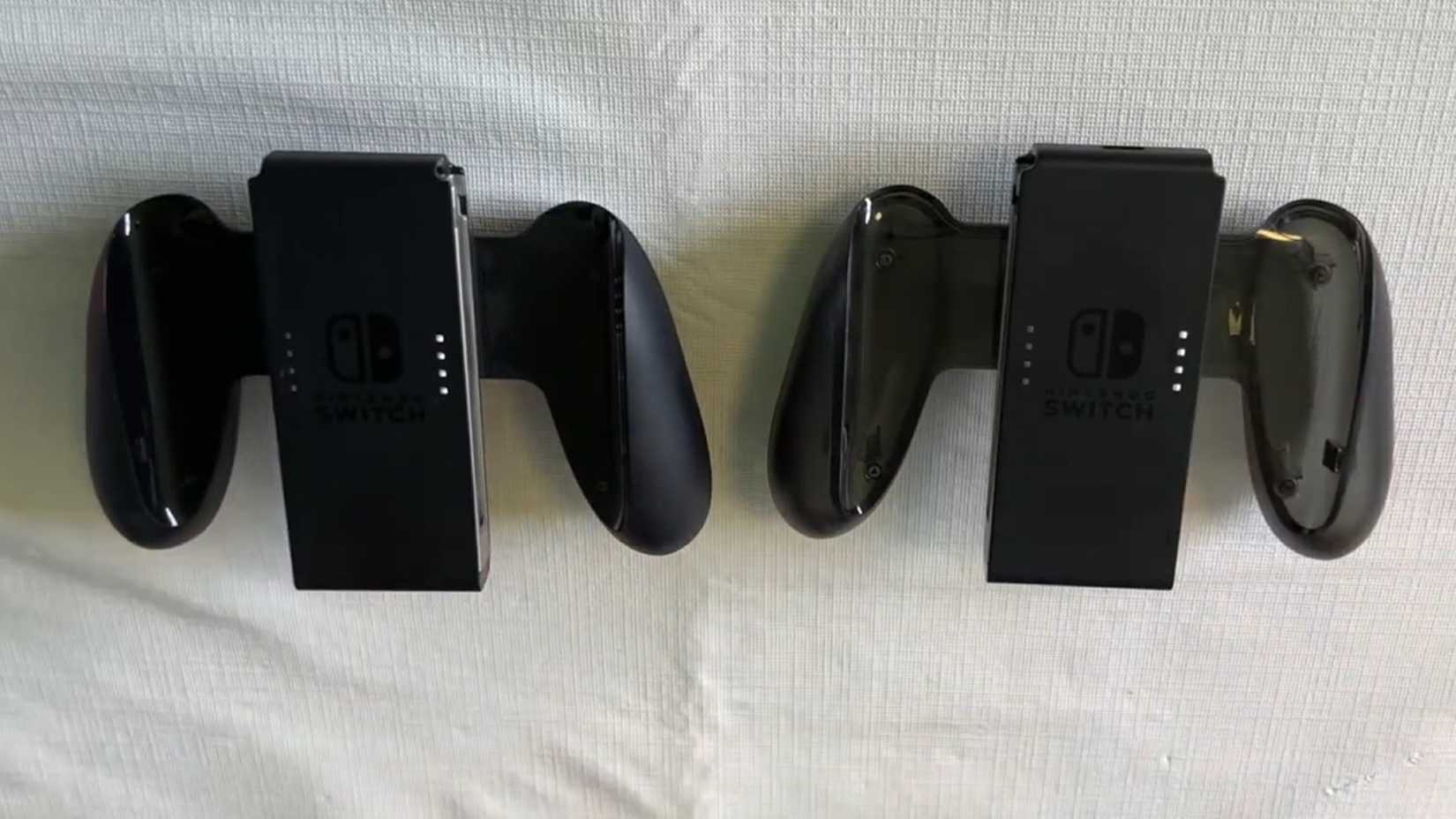 A comparison of the Switch 2 Charging Grip and Standard Grip