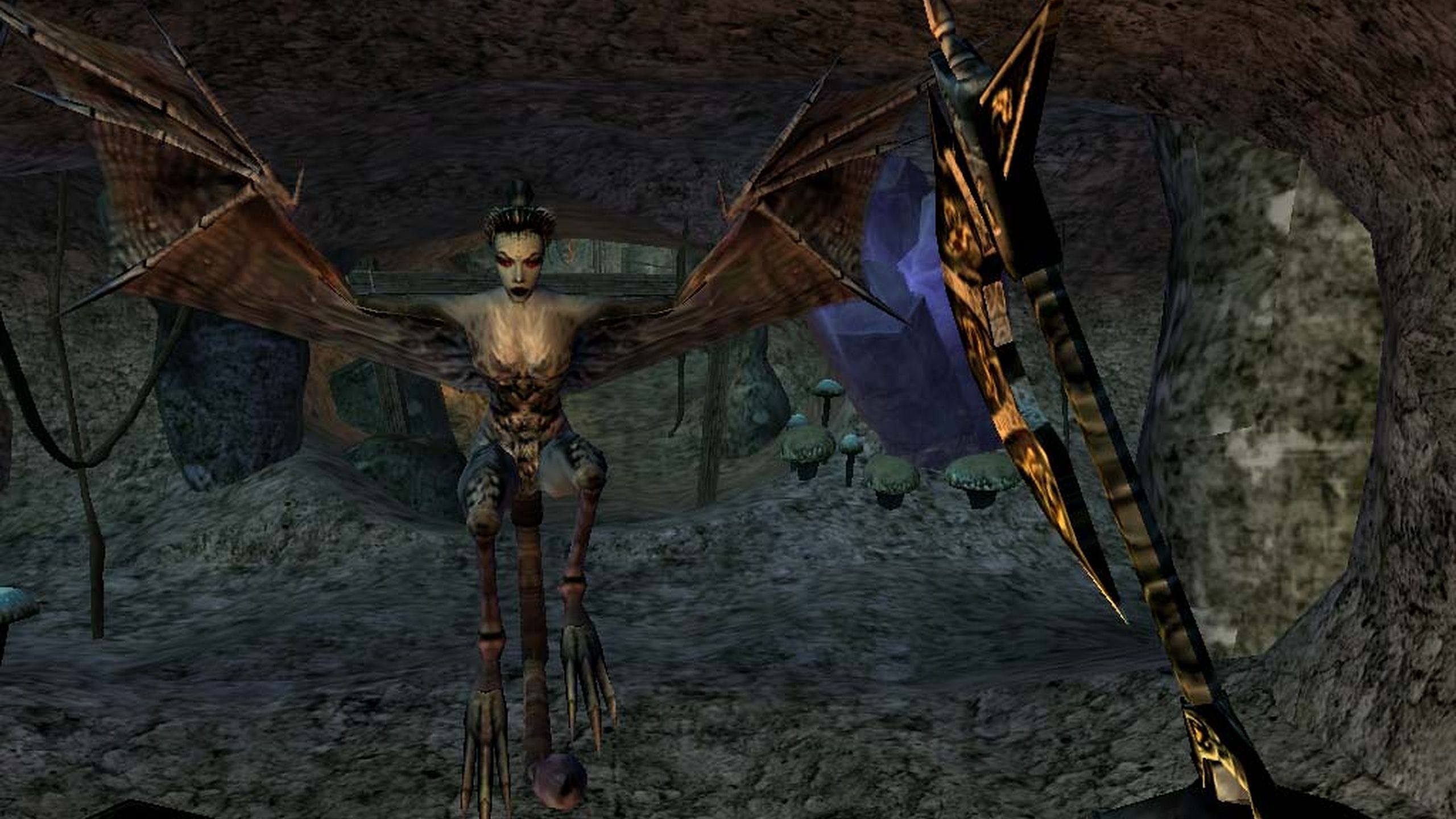 A vampire inside a cave in The Elder Scrolls III: Morrowind.