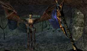 A vampire inside a cave in The Elder Scrolls III: Morrowind.