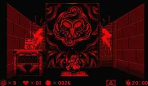 A screenshot of Wario entering a hidden area in Virtual Boy Wario Land