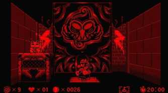A screenshot of Wario entering a hidden area in Virtual Boy Wario Land