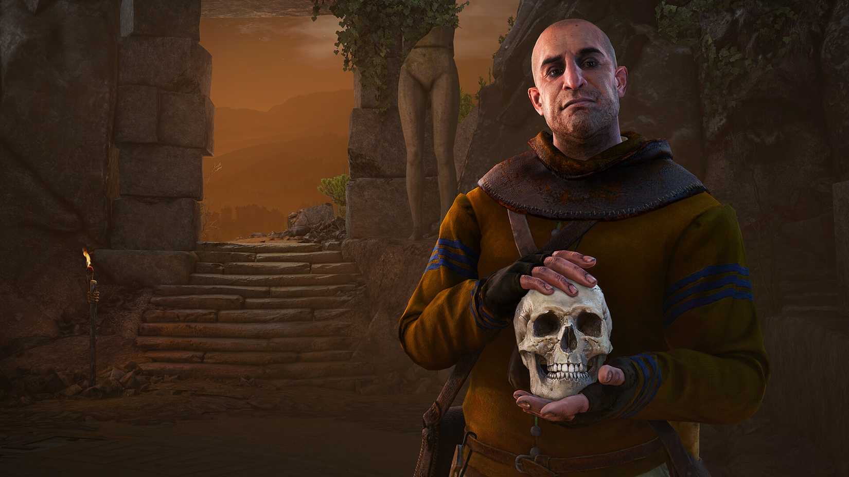 Gaunter O'Dimm from The Witcher 3 holding a skull.