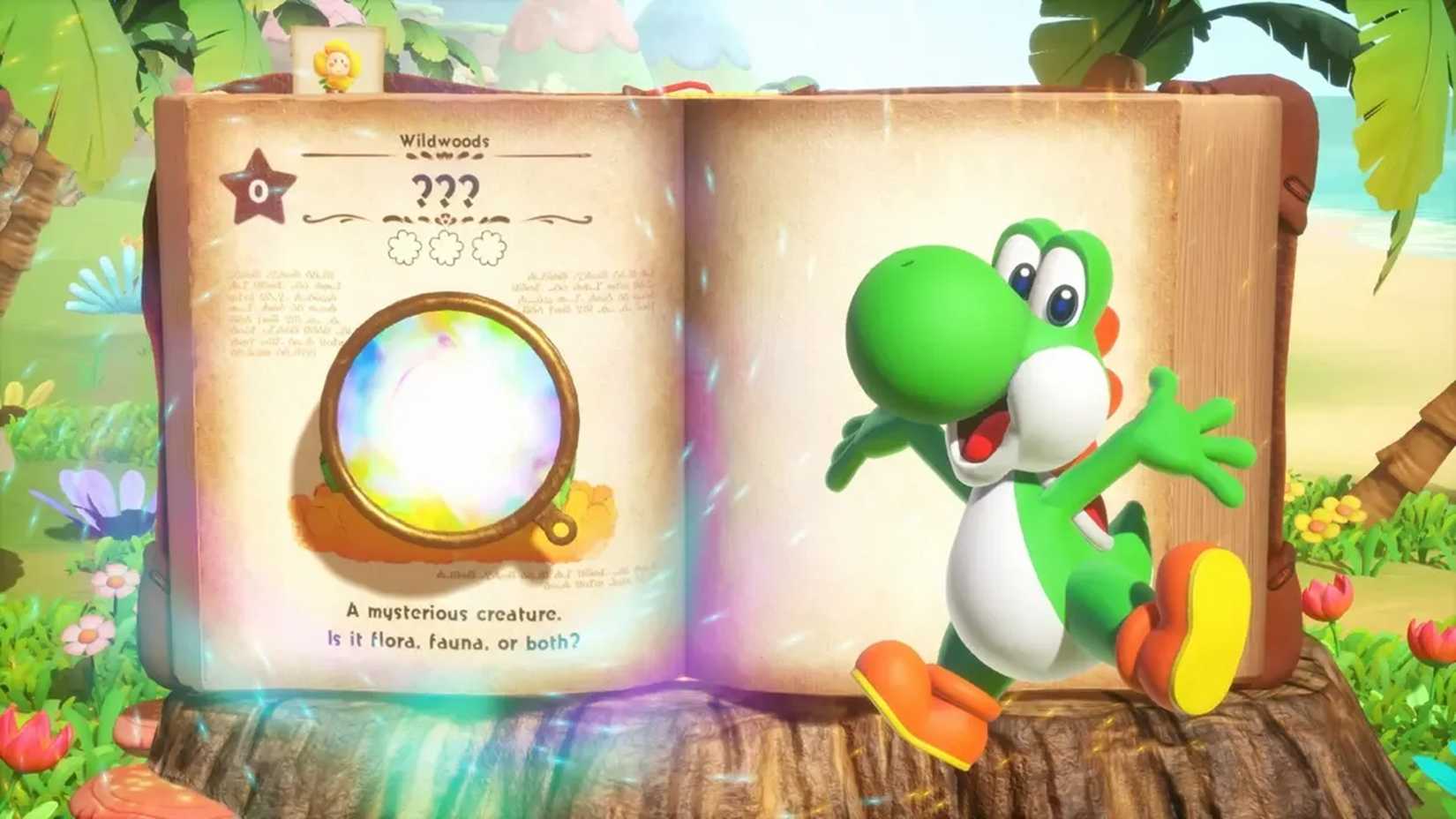 A screenshot of the stage select from Yoshi and the Mysterious Book