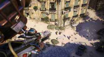 Aiming down at a trio of players in Arc Raiders.