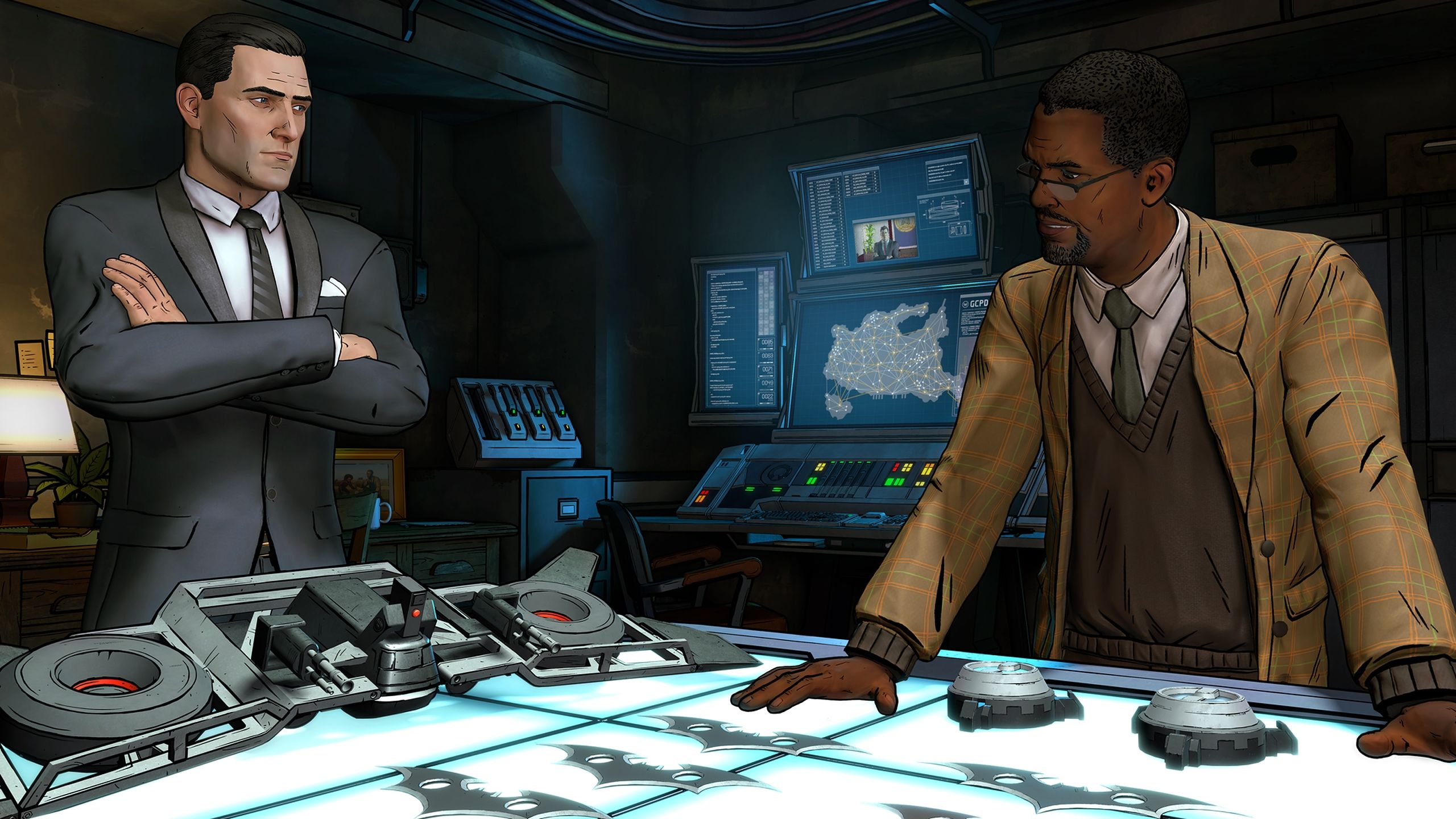 Bruce Wayne and Lucius Fox in Batman: The Telltale Series.