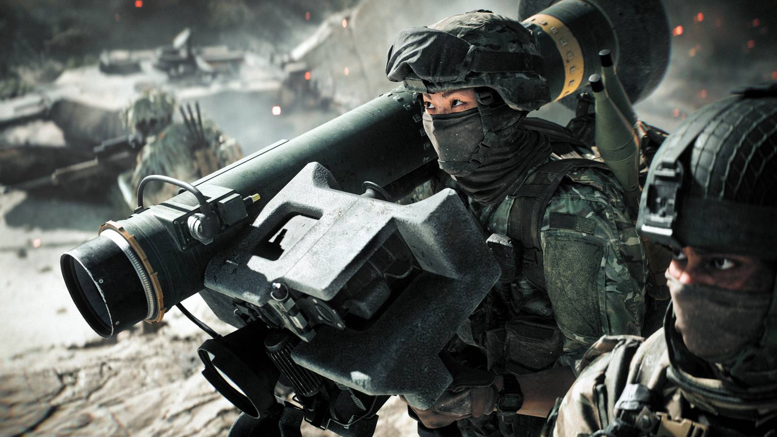 An engineer prepares to fire a rocket in Battlefield 6.
