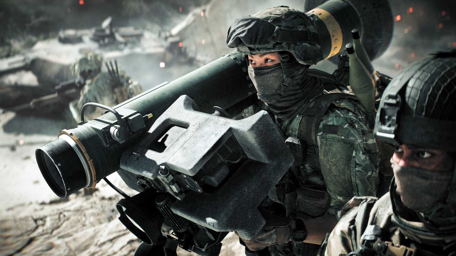 An engineer prepares to fire a rocket in Battlefield 6.
