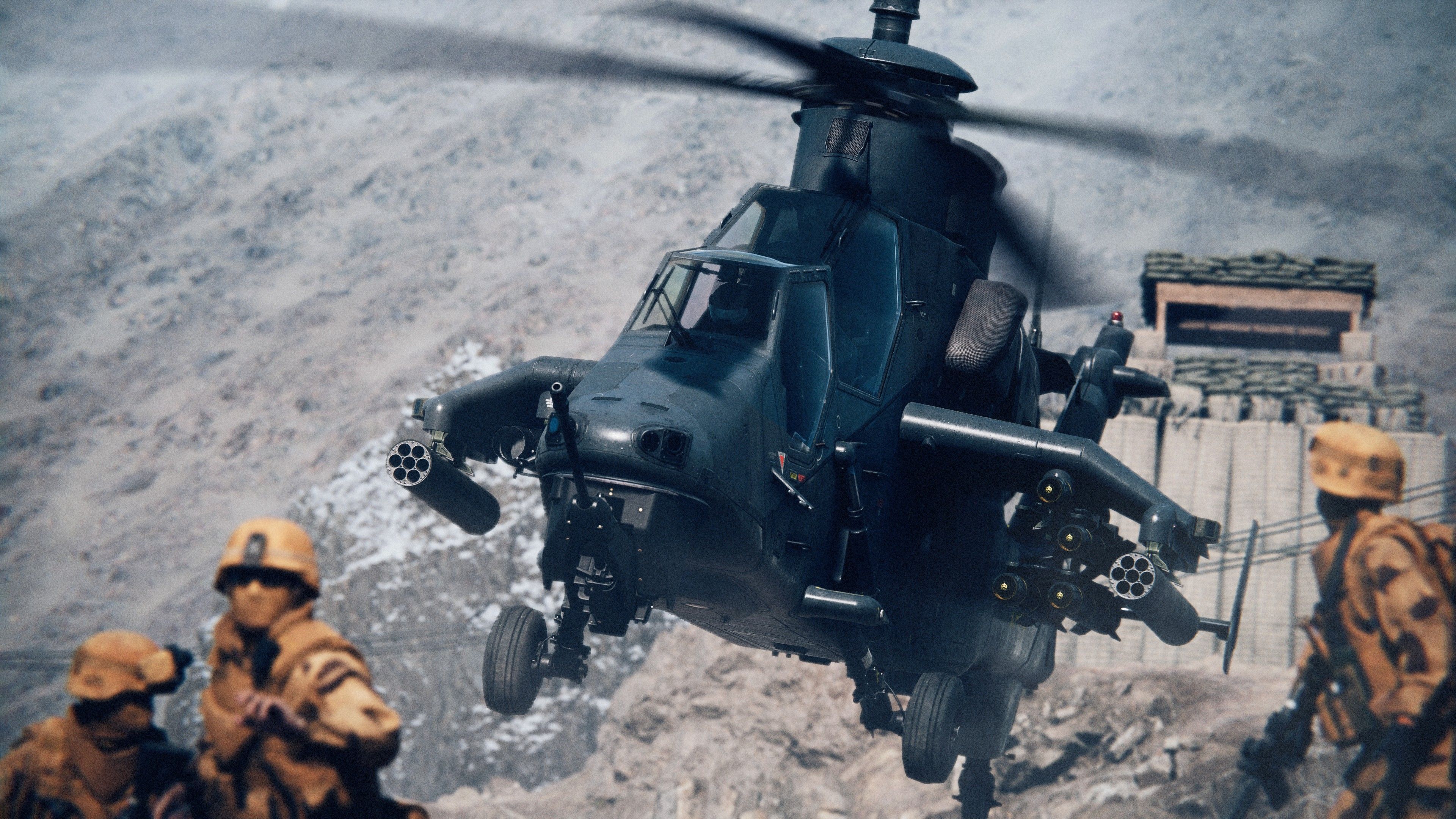 A helicopter takes off in Battlefield 6