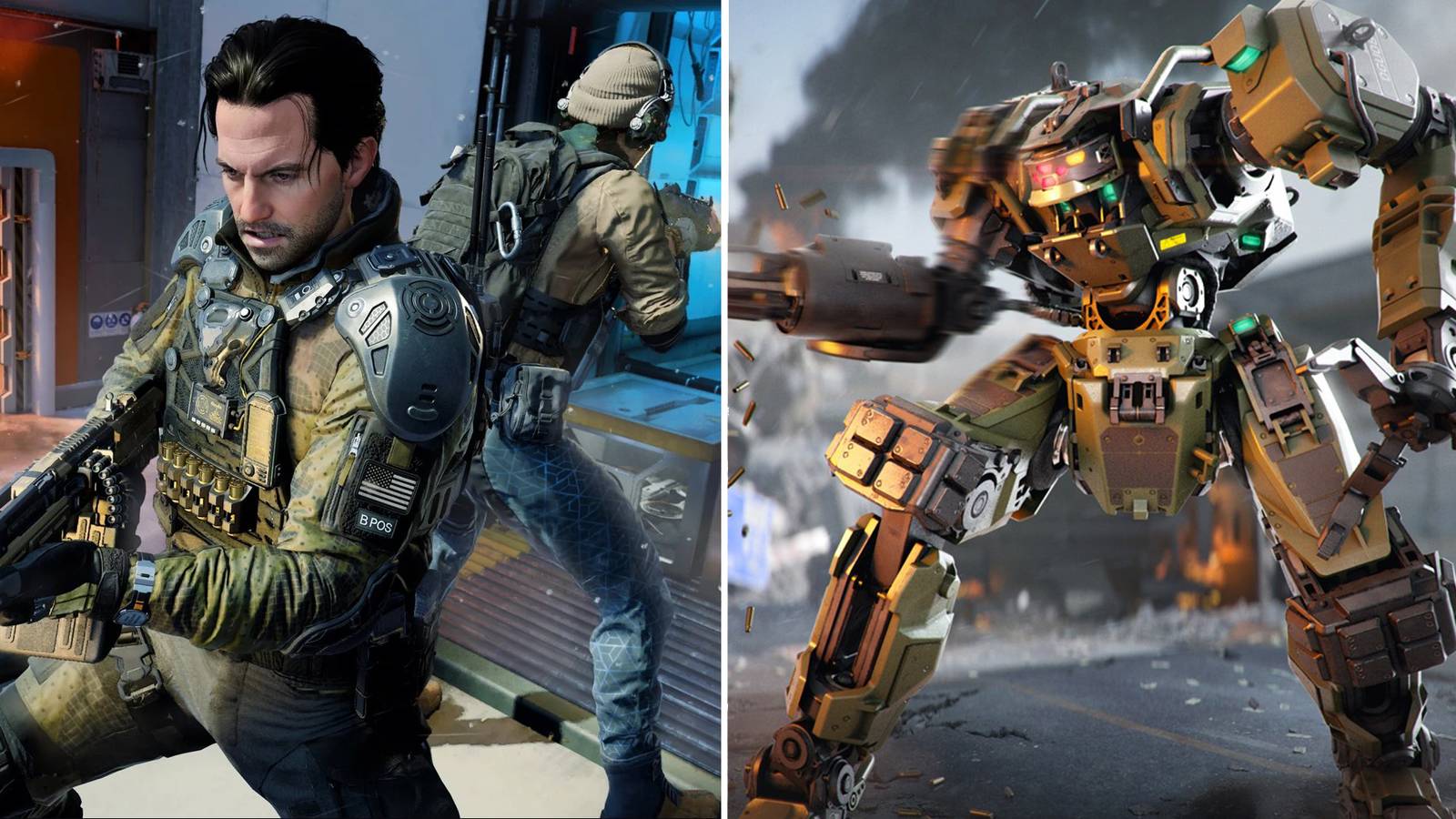 A combination of multiplayer characters and a robot from Call of Duty: Black Ops 7