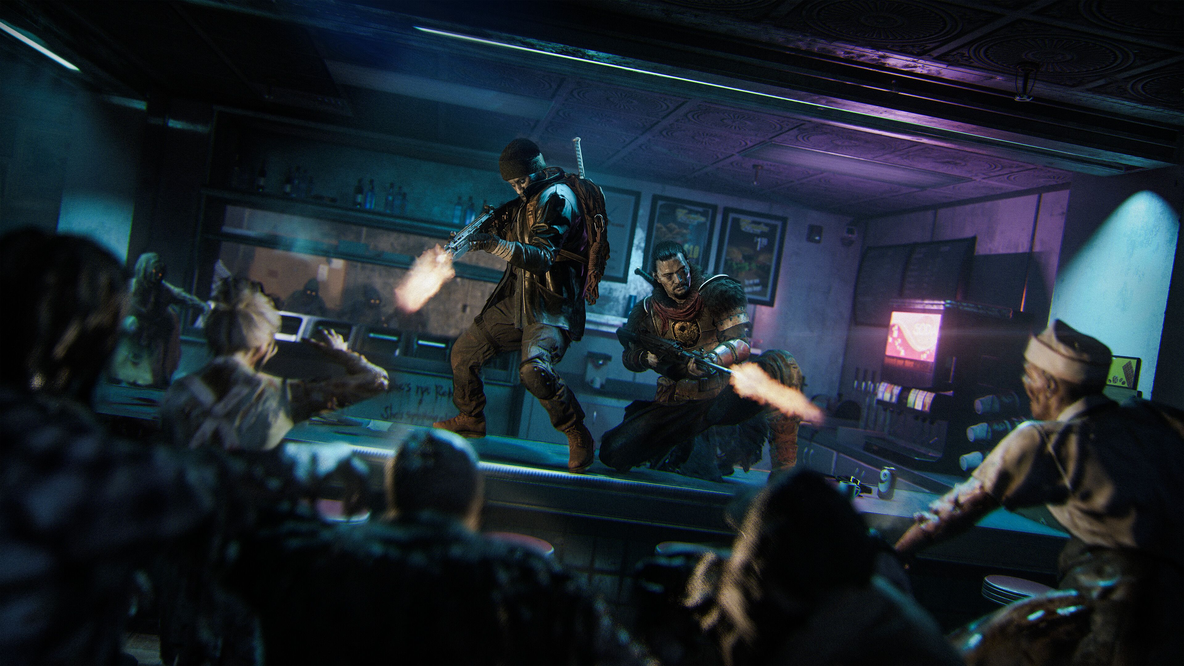 Two players shooting at zombies in Call of Duty: Black Ops 7.