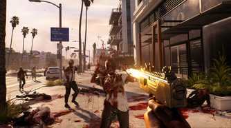 Shooting a zombie with an UZI in Dead Island 2.