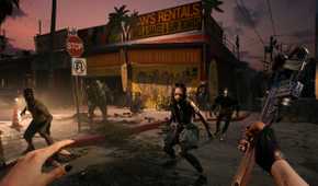 A zombie-hunter ambush at night in Dead Island 2.