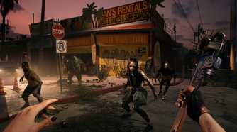 A zombie-hunter ambush at night in Dead Island 2.
