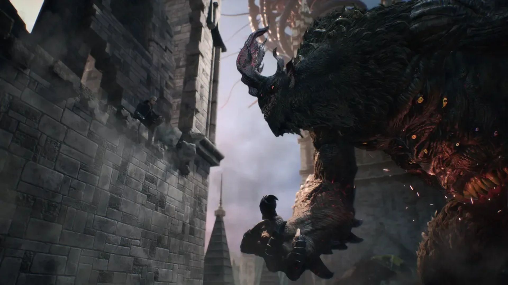 Nero facing down a large enemy in Devil May Cry 5