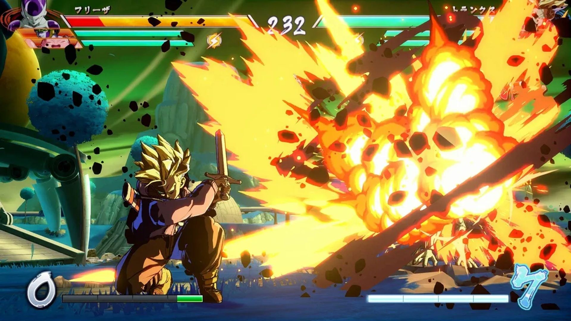 A screenshot of gameplay from Dragon Ball FighterZ