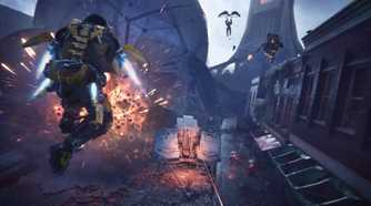 Using jump jets from the exo-suit in Exoborne.