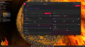 A screenshot of a GPU stress test and AMD Adrenalin software