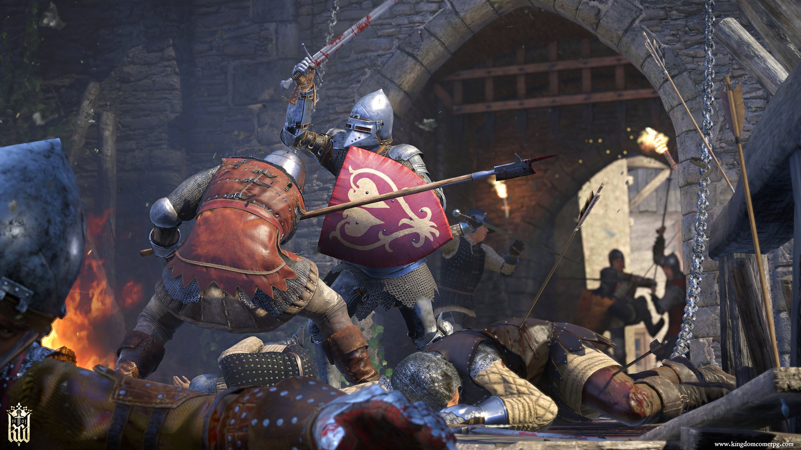 Knights fighting with swords and spears in Kingdom Come: Deliverance.