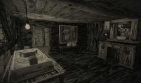 The interior of a wooden cabin in Mundaun.