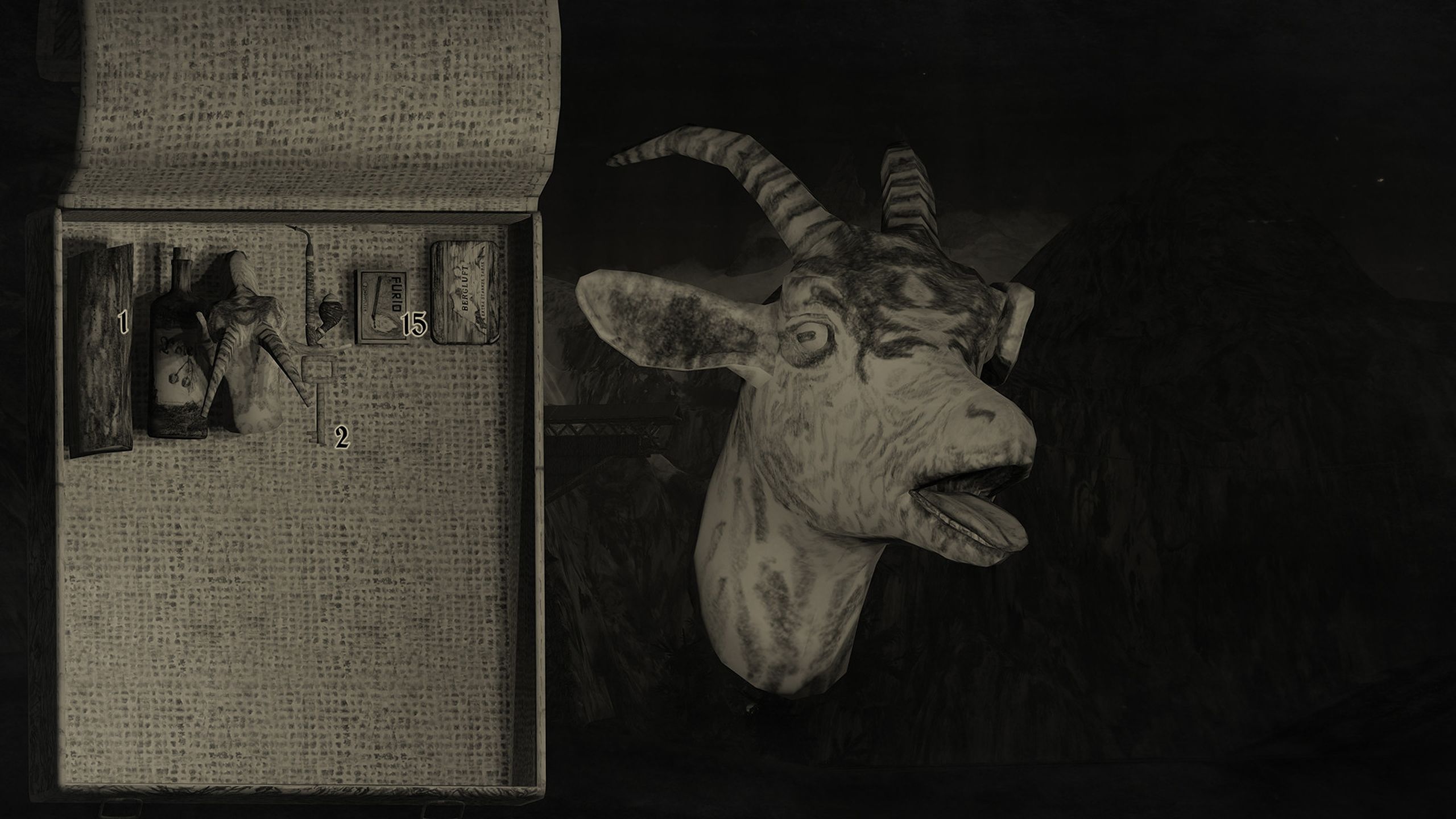 A goat head in Mundaun.