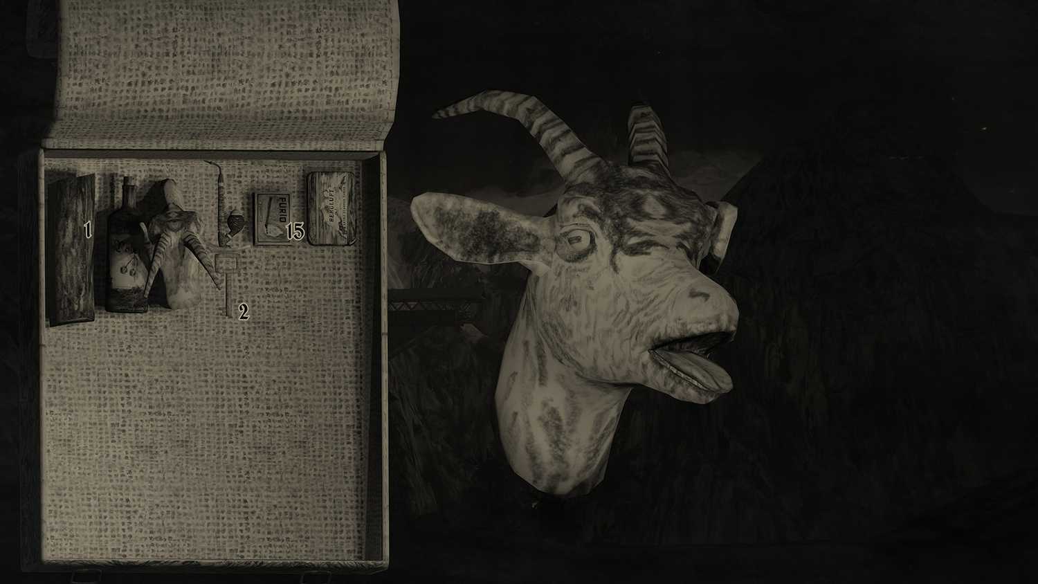 A goat head in Mundaun.
