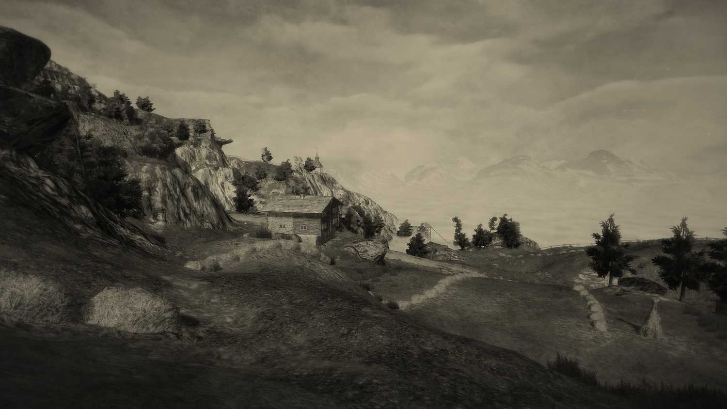 A hand-drawn village in Mundaun.