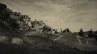 A hand-drawn village in Mundaun.