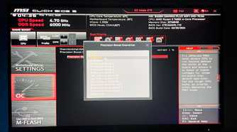 An image featuring the BIOS settings of an MSI-based computer, highlighting an option to disable PBO settings.