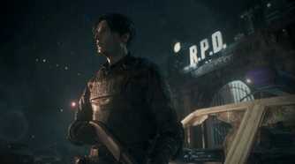 Leon Kennedy standing outside the RPD in Resident Evil 2 remake.
