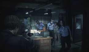 Lumbering zombie cops in Resident Evil 2 remake.