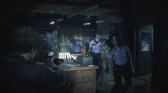 Lumbering zombie cops in Resident Evil 2 remake.