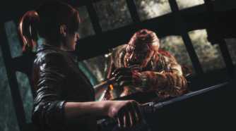 A monster attacking Claire Redfield in Resident Evil: Revelations 2.